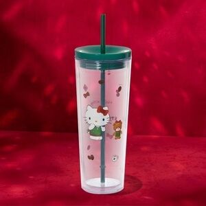 ✨Starbucks x Hello Kitty Limited Edition Clear Tumbler Green Straw
